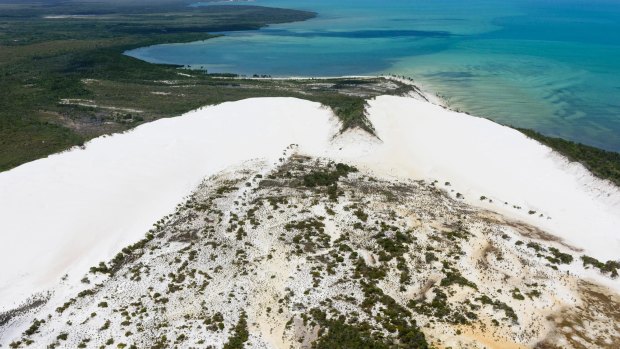 The area includes the only untouched area of pure-white sand dunes in Australia, in which small freshwater lakes appear to float.