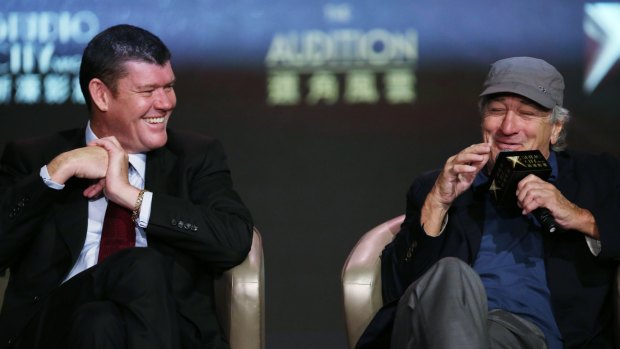 Business buddies: James Packer and film star Robert De Niro during a news conference in Macau this week. 