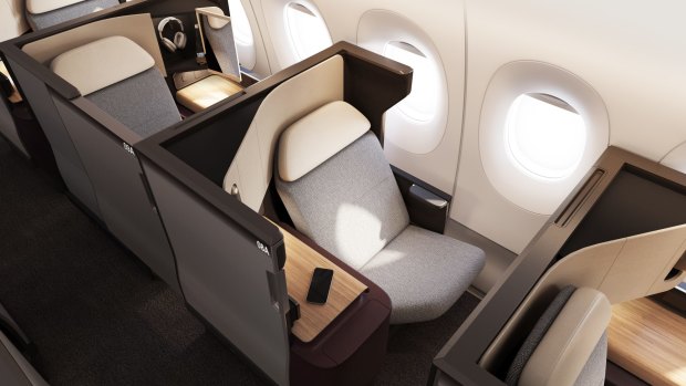 Qantas' new business-class suites will include sliding privacy doors.