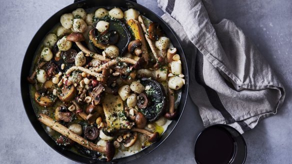 Baked herb and garlic mushroom gnocchi