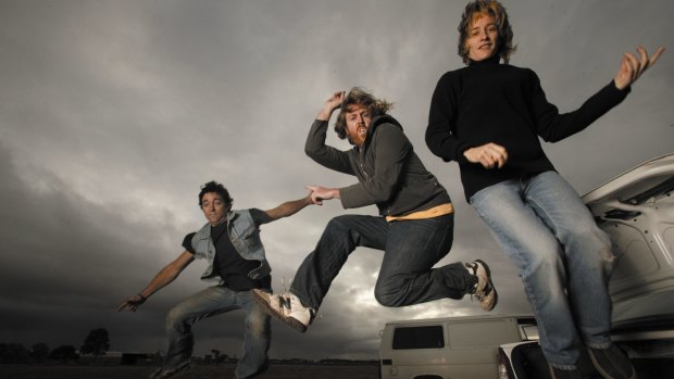 Spiderbait is, from left, Damian Whitty, Mark Maher (aka Kram) and Janet English.