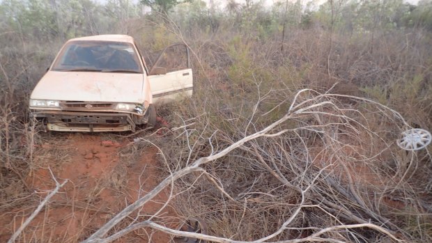 A six-week-old baby died after this Nissan Pulsar crashed near Broome. 
