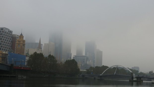 Foggy conditions in Melbourne on Thursday, April 20.