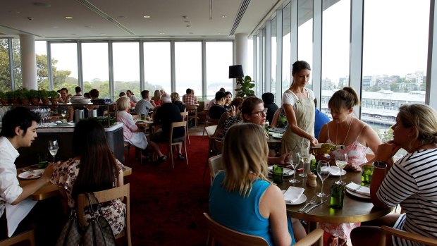 Airy: The dining room at Chiswick at the Gallery, overlooking Woolloomooloo Bay.