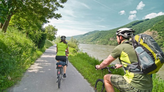 Cycling along the Danube in Austria's Wachau region.