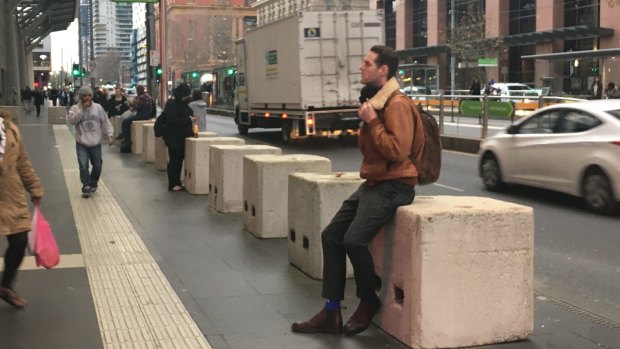 Bollards at Southern Cross station have been adopted as public seating.