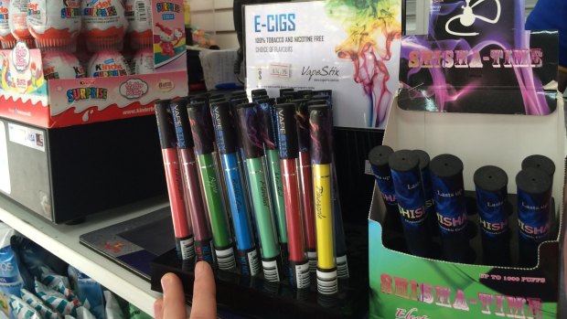 E-cigarettes are sold alongside chocolates in a Sydney convenience store