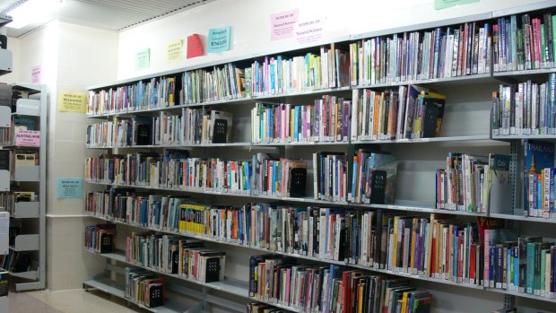 Books range from fiction, science, religion, art and self help within the Borallon jail's library.