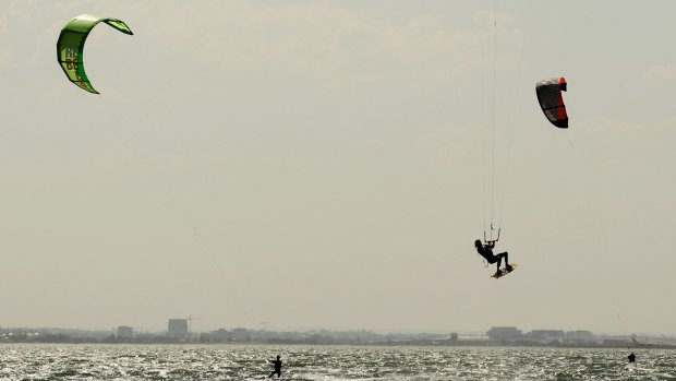A kite surfer has died in Moreton Bay.