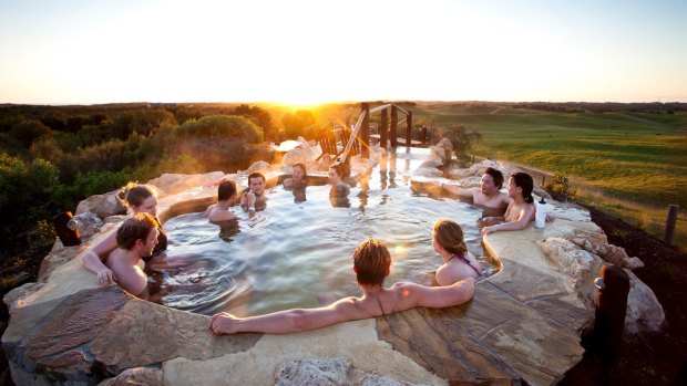 The hilltop pool at Peninsula Hot Springs.