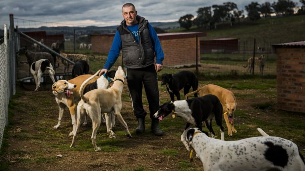 Greyhound breeder and trainer Andy Lord at his property at Gunning.