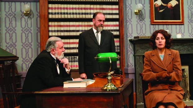 Pat Gallagher, Jerry Hearn and Emma Wood in Witness for the Prosecution.