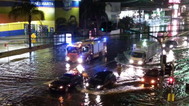 Flooding on Parramatta Road at Summer Hill.
