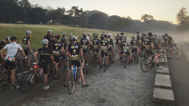 Riders training for the CBA CAN4CANCER tour keep each other motivated to turn up to training sessions.