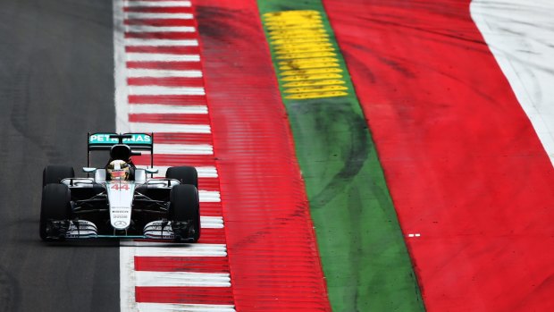 Lewis Hamilton on Austria's Red Bull Ring track.