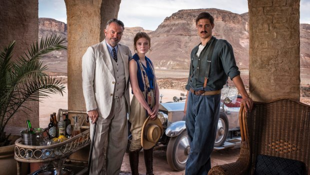 Romance and intrigue: Sam Neill as Lord Carnarvon, Amy Wren as Evelyn and Max Irons as Howard Carter in <i>Tutankhamun</i>.