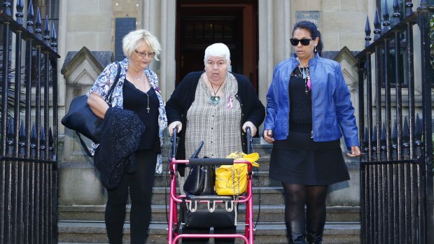The family of deceased Marie Darragh leave the NSW Supreme Court: (from left) Charli Darragh, Janet Parkinson and Shannon Parkinson.