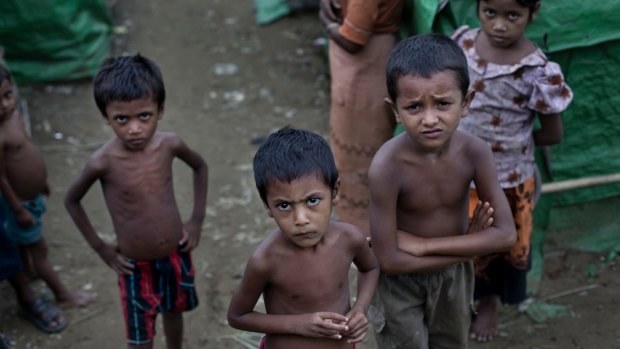 Rohingya children at a refugee camp in Rakhine state in 2014.