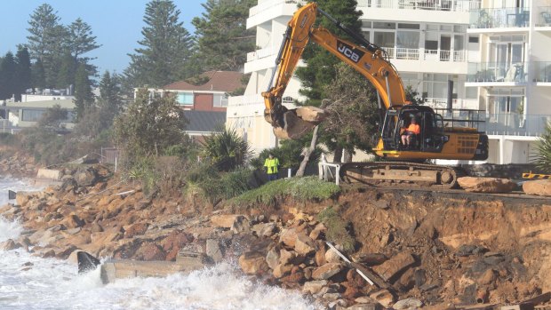 Large boulders were placed on the Collaroy beachfront in the wake of the June 2016 storms.