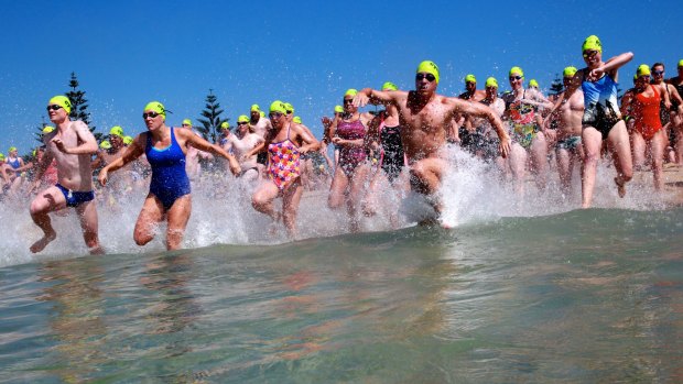 Taking the plunge: This year's Coogee Island Challenge.