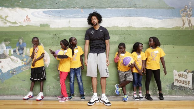 NBA veteran turned Sydney Kings star import Josh Childress spent Wednesday shooting hoops with young children.