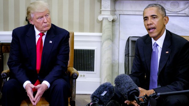 Barack Obama and Donald Trump in the Oval Office on November 10.
