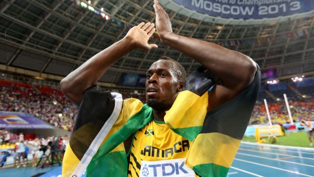 Usain Bolt after winning the 100 metres at the 2013 IAAF World Championships in Moscow.