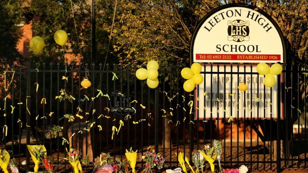 The fence at Leeton High School was transformed into a makeshift memorial for Stephanie Scott in the days after her death.