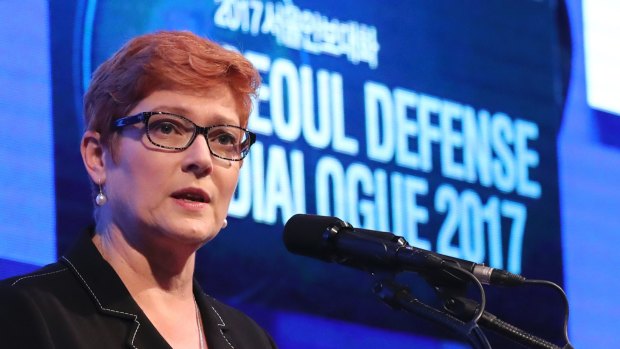 Defence Minister Marise Payne delivers a speech at the Seoul Defence Dialogue 2017 in South Korea.