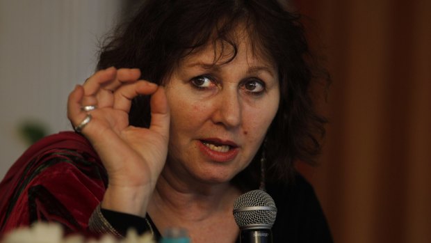 British filmmaker Leslee Udwin addresses a press conference on her documentary film <i>India's Daughter</i> in New Delhi on Tuesday, March 3.