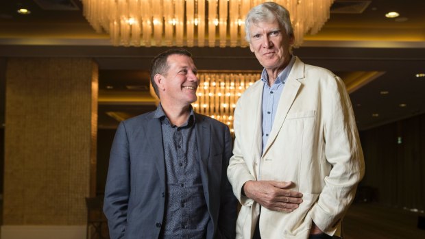 Rhys Muldoon and David Williamson at the launch of Queensland Theatre's 2018 season.