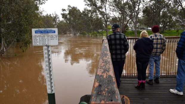 The swollen Avoca River near Charlton in the state's north-west. 