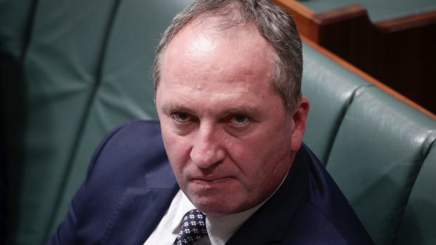 Deputy Prime Minister and Minister for Infrastructure and Transport Barnaby Joyce during Question Time at Parliament House in Canberra on Thursday 15 February 2018. 