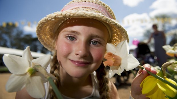 Rowen Stewart, 5, enjoys the flowers at Floriade.