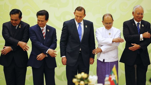 Huh?: Thailand's Prayuth Chan-ocha, Vietnam's Nguyen Tan Dung, Australia's Tony Abbott, Myanmar's Thein Sein and Malaysia's Najib Razak.