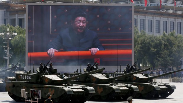 Xi Jinping is seen at a major parade of military hardware in Beijing earlier this month commemorating the 70th anniversary of Japan's surrender during World War II.