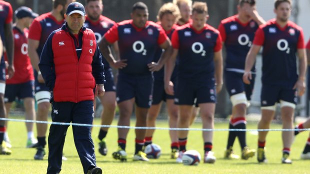 Grand ambitions: Eddie Jones, the head coach of England,  looks on during a training session at Brighton College.