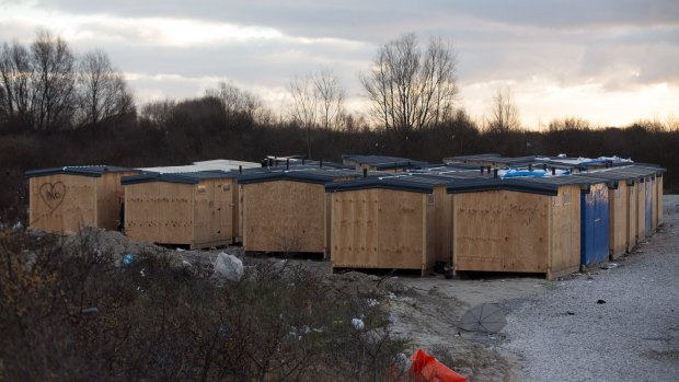 Huts have been built to accommodate migrants at the Jungle migrant camp in Calais.