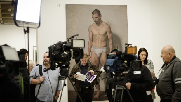 Former Archibald Prize winner Marcus Wills has painted a forlorn James Batchelor, perhaps worried he has lost his clothes.