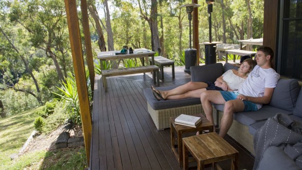 Ethan Harley and and Alex Mackenzie of  Sydney, enjoy the relaxed settings of The Escape luxury camping.