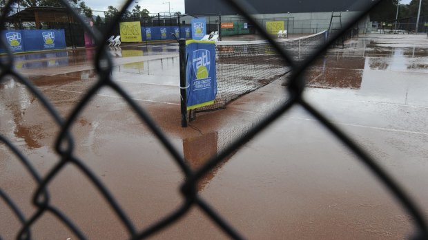 Tennis courts were washed out after the Saturday deluge.