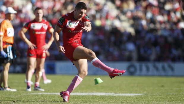 Kicking on: Dragons captain Gareth Widdop has shouldered a lot of responsibility – and criticism –this year.
