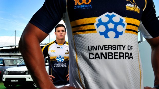 The Brumbies will wear a jersey with a white torso in 2017, similar to the traditional strip in this photo.