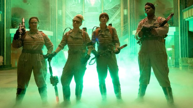 The all-female <i>Ghostbusters</i> include Melissa McCarthy, Kate McKinnon, Kristen Wiig and Leslie Jones. The film opens on July 15.