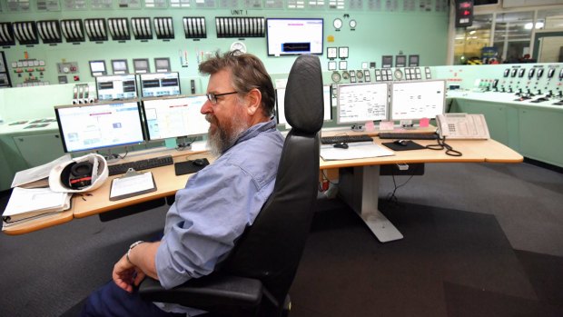 John Soles in the control room Hazelwood power station.