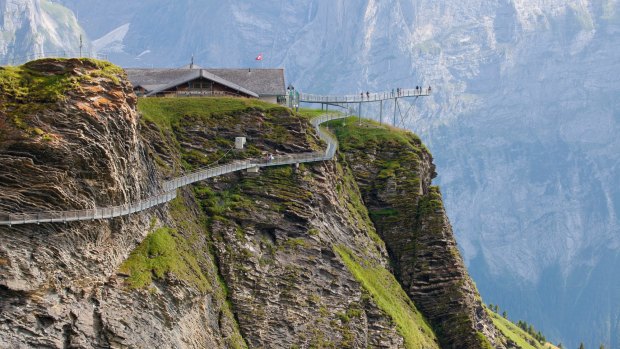 A cliff walk overlooking the Grindelwald Valley.