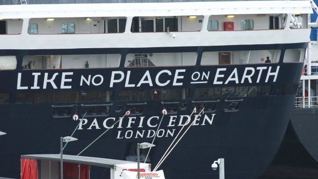 "Like no place on earth": the Pacific Eden docked at Sydney's White Bay on Monday morning.