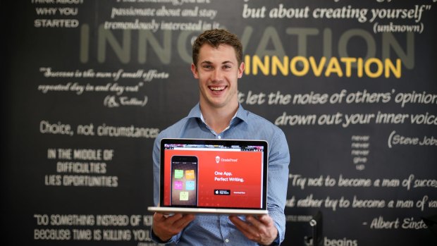 Nick Hough, founder of GradeProof works out of the Fishburners startup hub. The startup hub is part of the Malcolm Turnbull innovation package helping new startup businesses.  