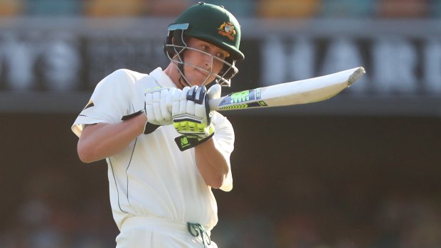 Swing and a miss: Nic Maddinson leaves the field after being dismissed on day three.
