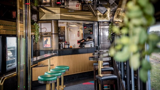 The bar on board the train.